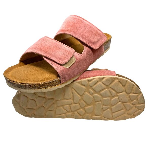 Bio Gold Blush Suede Double Padded Strap‎ Foot Bed Sandal Slides - Picture 11 of 13